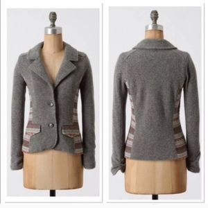 Anthropologie Ett Twa XS wool blazer sweater coat gray jacket vintage